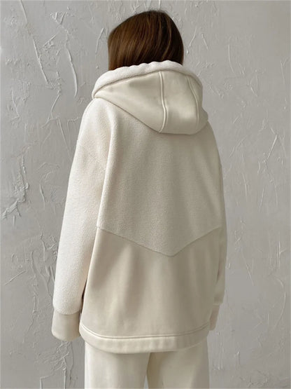Autumn 2 Piece-set Zipper Cardigan and Straight Legg Outfits Slim Patchwork Hoodie ’s Pants Sets