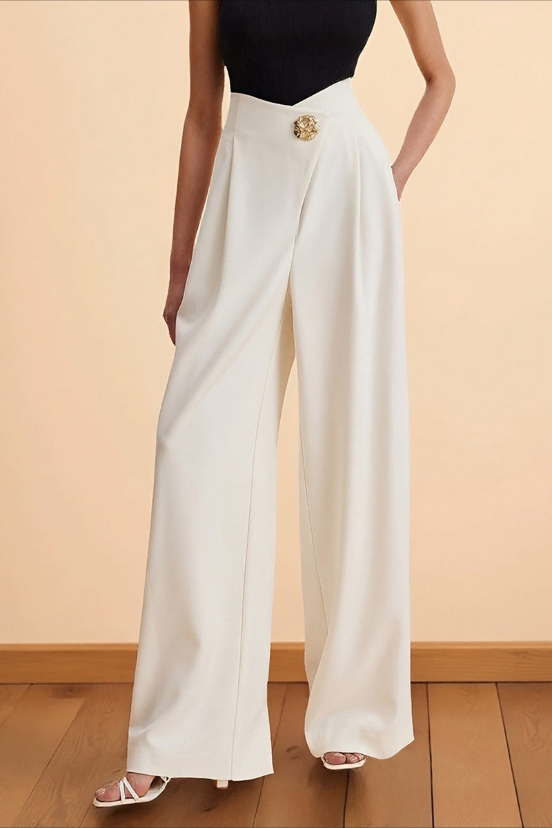 Asymmetrical Waist High Waist Wide Leg Pants