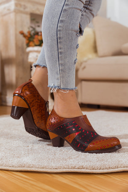 Soffia | Perforated Brown Leather Pump