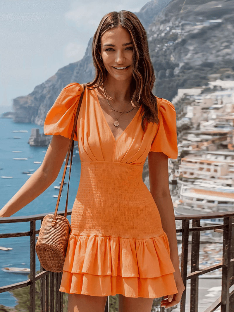 Always a Good Time Smocked Mini Dress - Orange