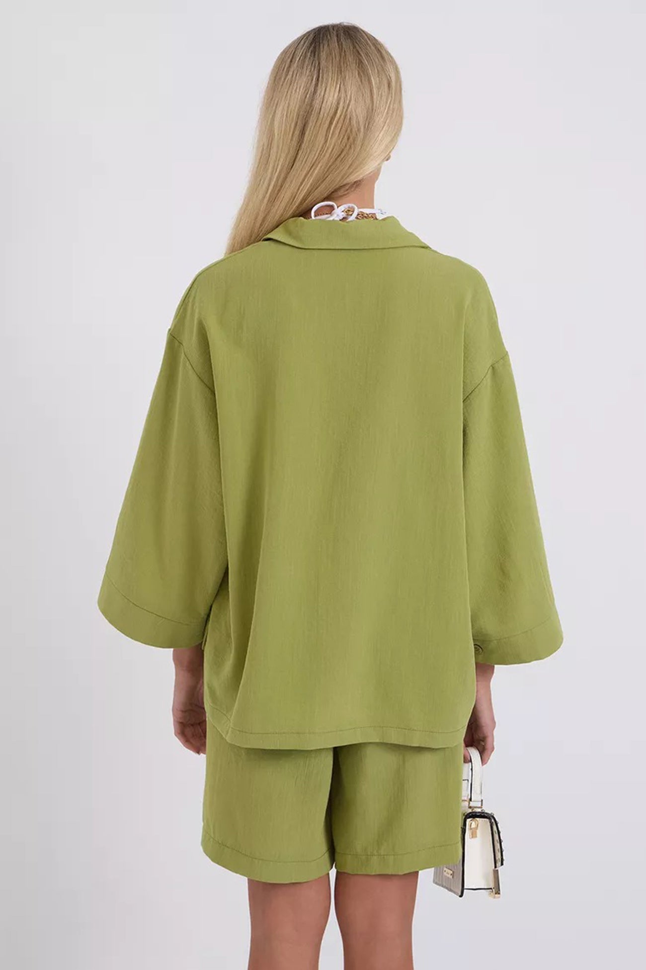 Color Shirt Single-breasted Bermuda Shorts Set