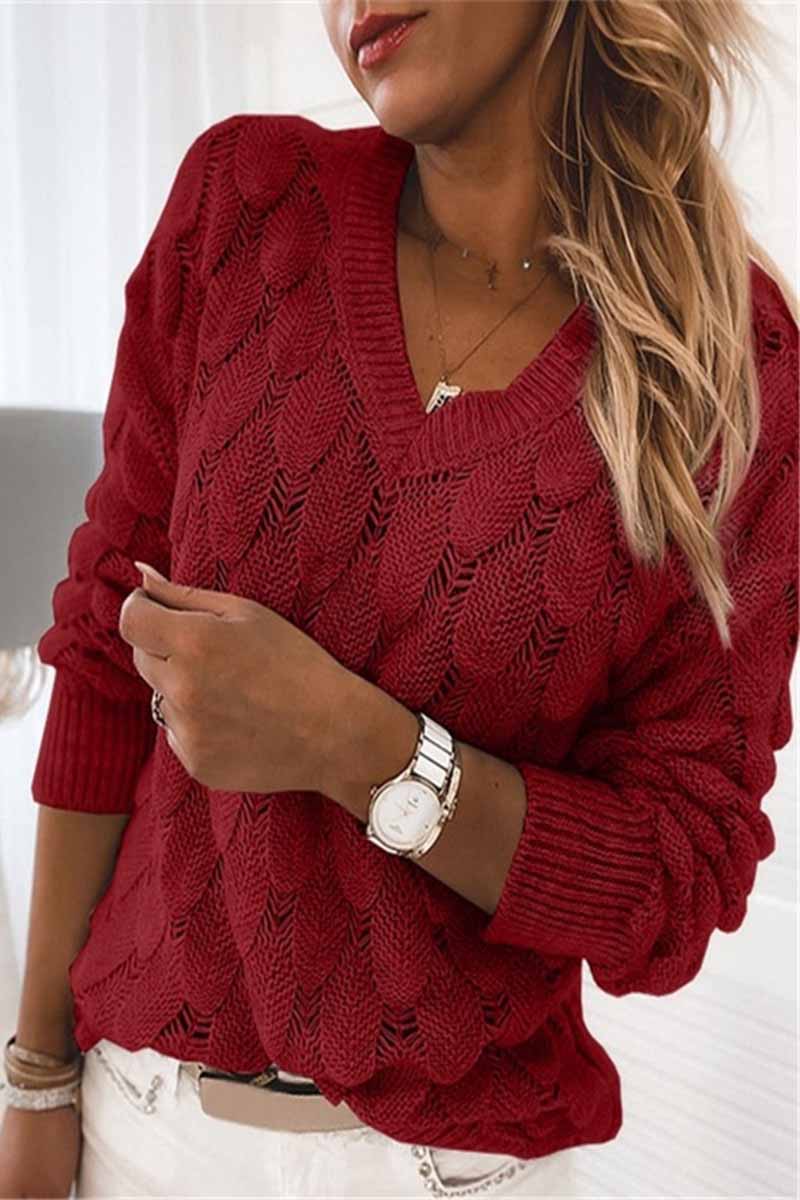 Loose V-neck Feather Color Sweater(5 Colors)