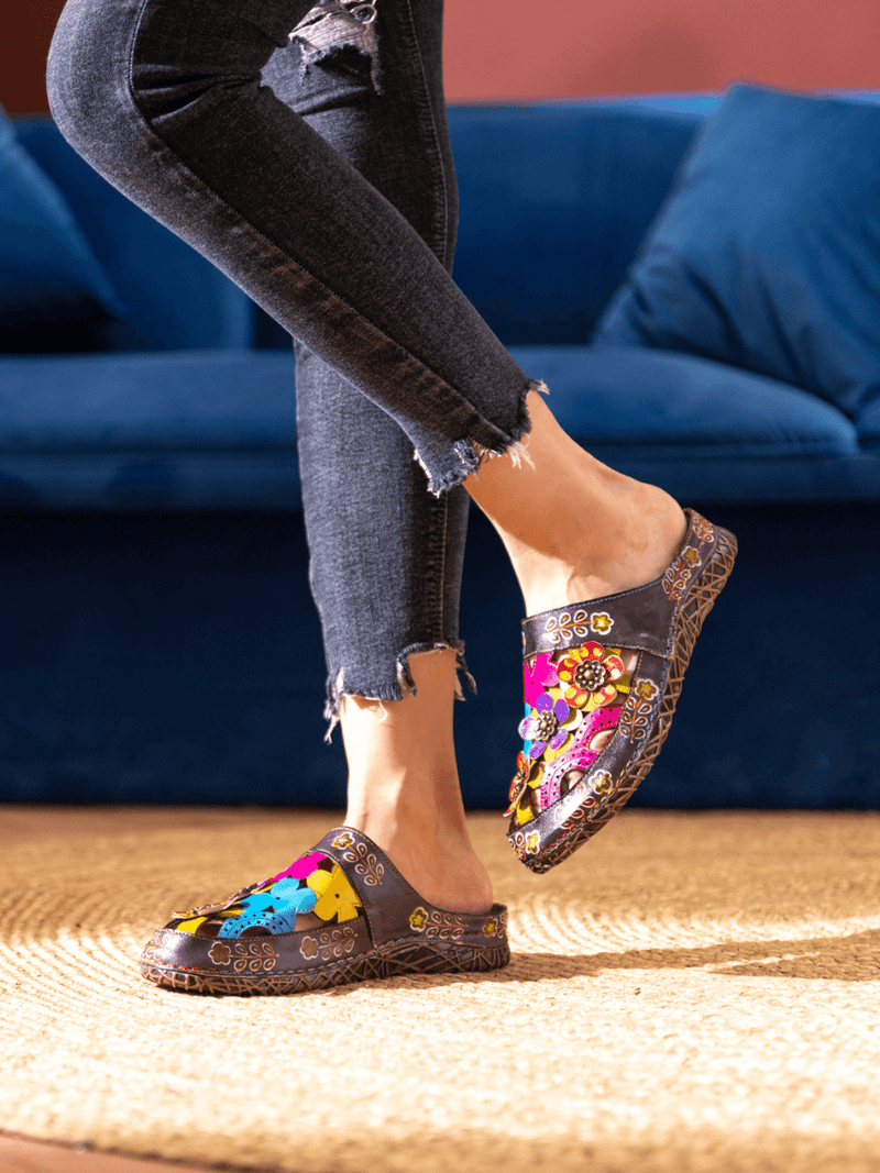Soffia | Brickell Tropical Cut-out Leather Sandal