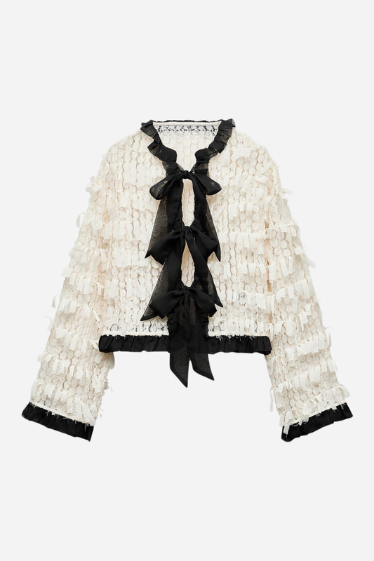 Tie Front Fringed Cardigan