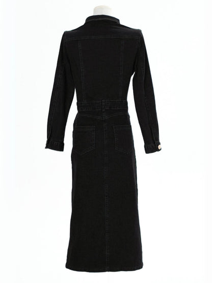 Country Roads Denim Midi Dress - Black
