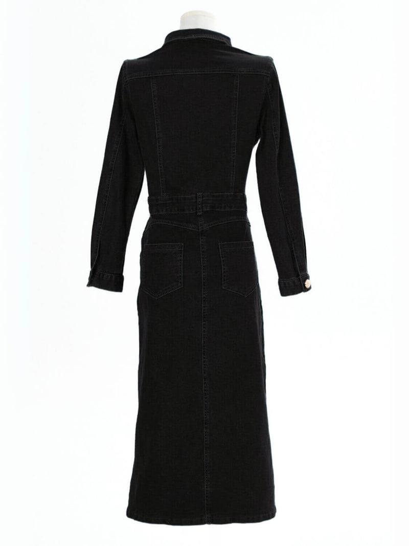 Country Roads Denim Midi Dress - Black