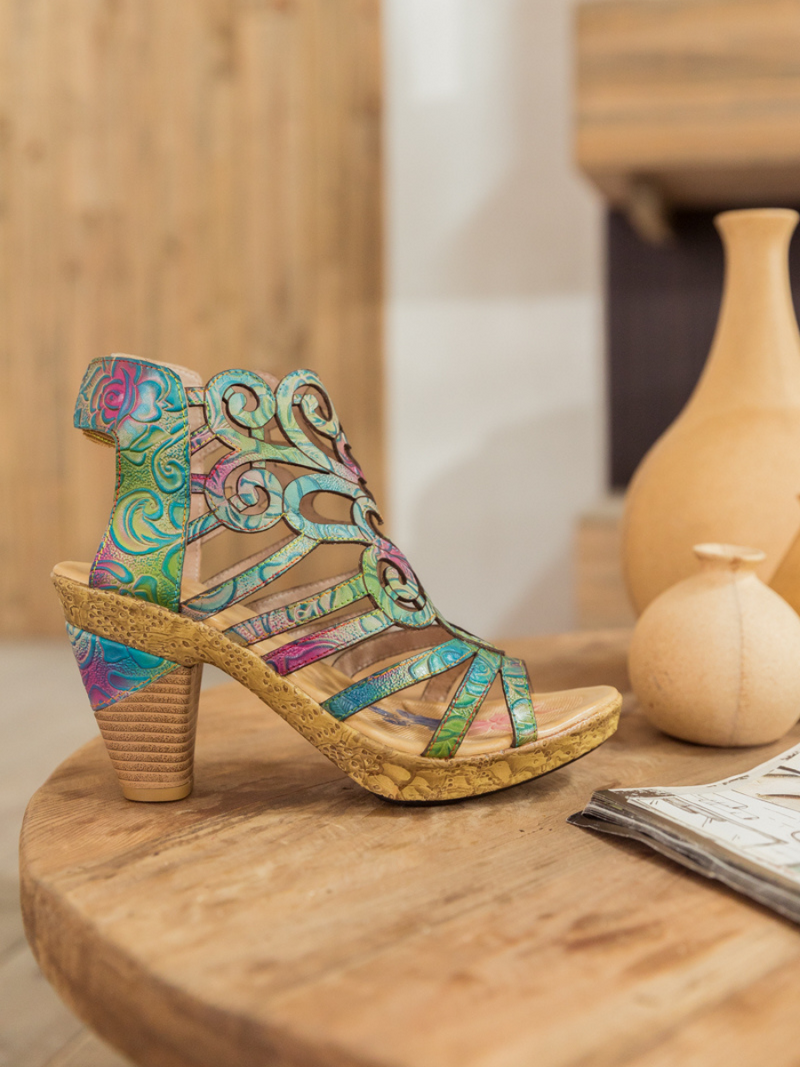 Soffia | Genuine Leather Swirl Strappy Sandal
