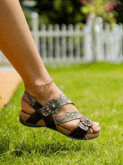 Soffia | Celine Abstract Leather Footbed Sandal