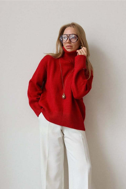 Oversized Color Turtleneck Sweater