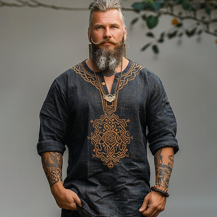 Men's Retro Cotton Linen Button Ethnic Shirt elevenforest