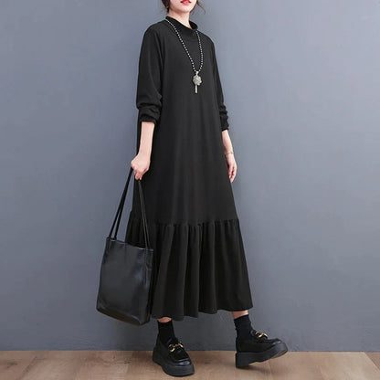 Dressbetty - Winter Loose Split Joint Long Sweatshirt Midi Dress