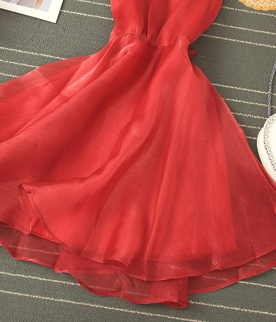 Tulle Backless Short Dress Mini Dress P343