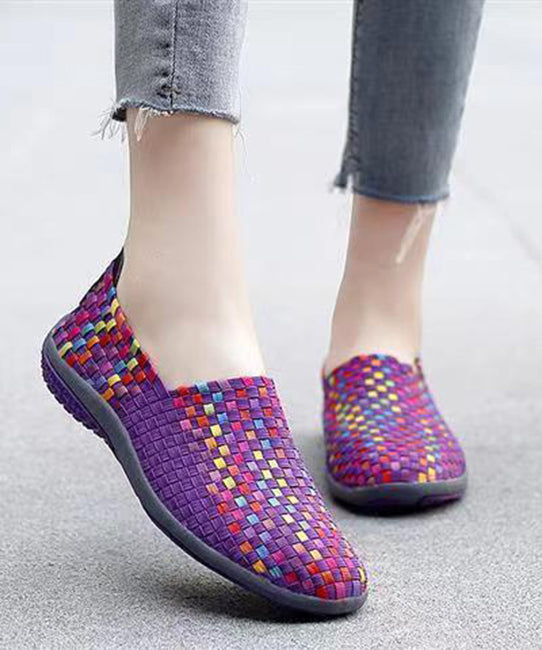 Knit Fabric Black Diy Soft Splicing Flats Shoes