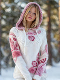 Boho Rose & Wings Women's Flannel Hooded Sweatshirt