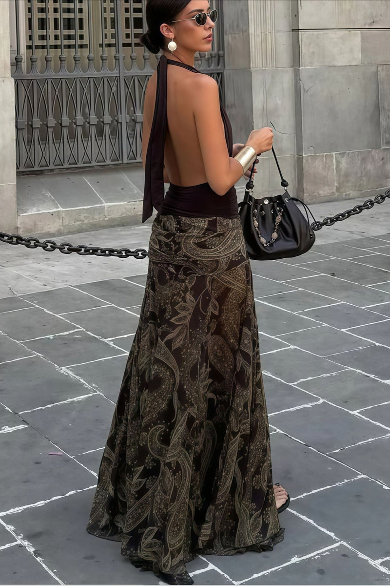 Paisley Print Slim Fit Maxi Skirt