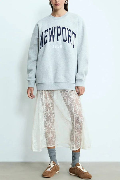 Feeling Lace Elastic Waist Maxi Skirt