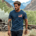 Men's Independence Day American Flag Print Linen T-shirt elevenforest