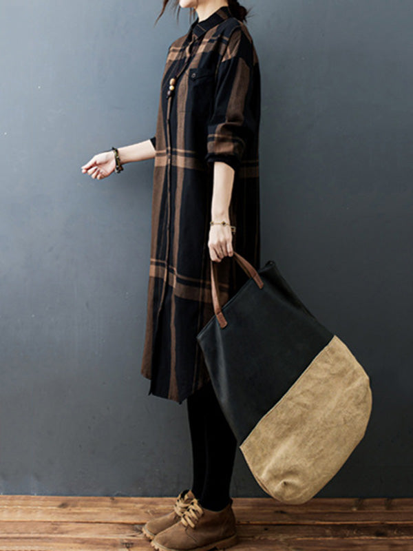 Long Sleeve Pleats Blouse Shirt Dress