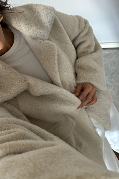 Lapel Long Sleeve Loose Furry Coat