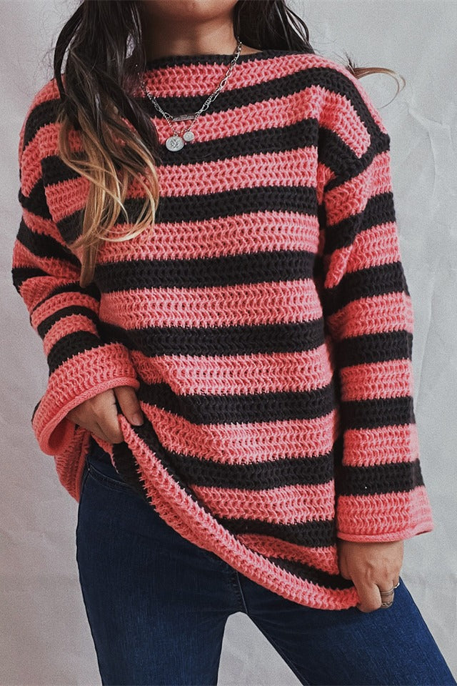 Striped Knit Loose Sweater