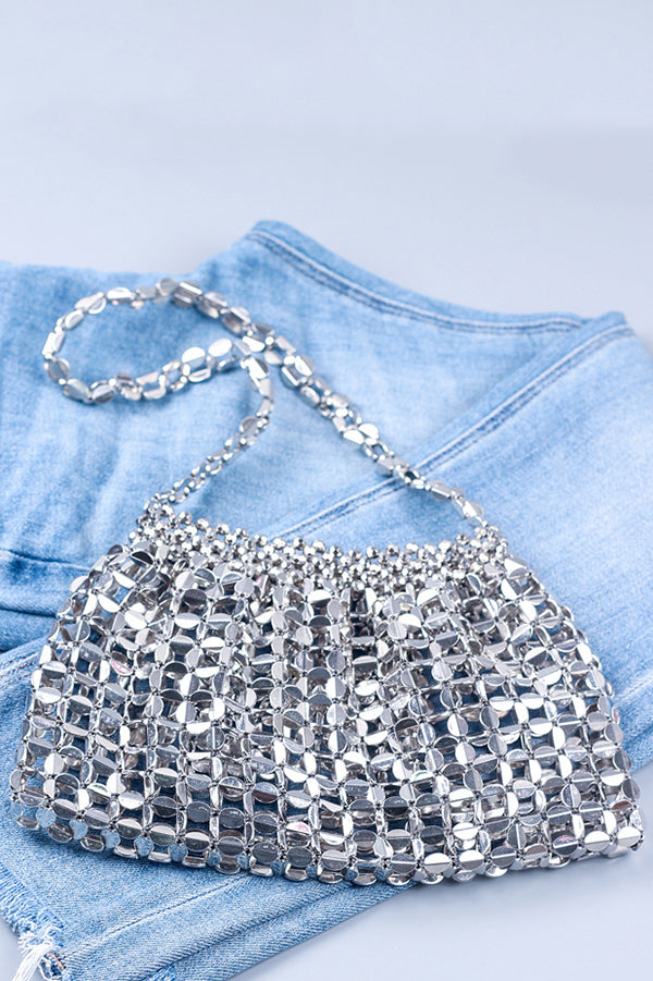 Handmade Flat Beaded Beaded Woven Handbag Bag