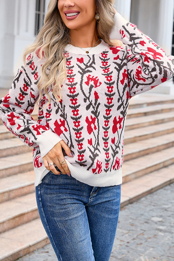 Fashionable Knitted Crew Neck Sweater