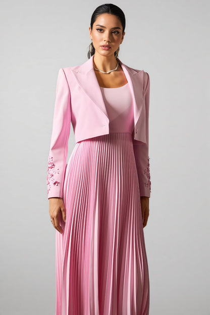 Zelda Cuff Blazer Pleated Maxi Dress Set