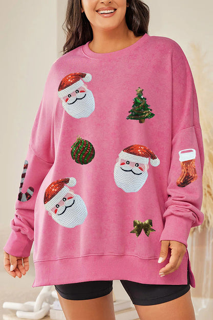 Christmas Sequined Loose Long-sleeved Sweatshirt