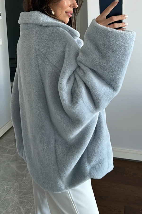 Lapel Long Sleeve Loose Furry Coat