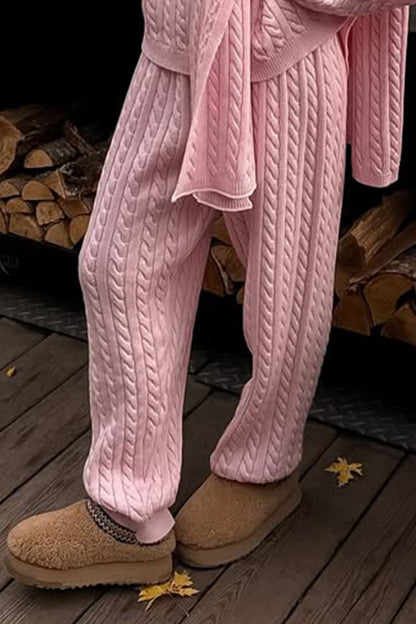 Cable Knit Cozy Cuffed Ankle Pants