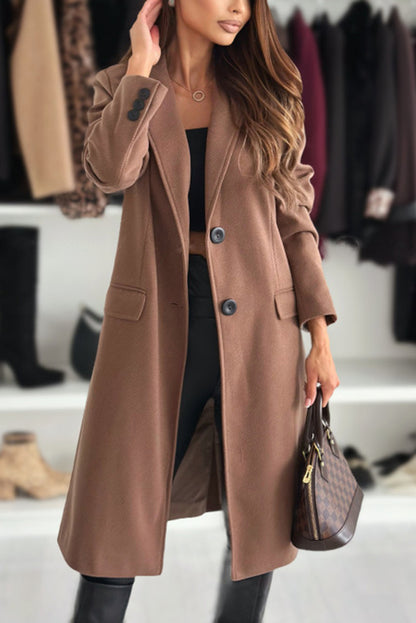 Fashionable Lapel Long Sleeve Single Breasted Loose Coat