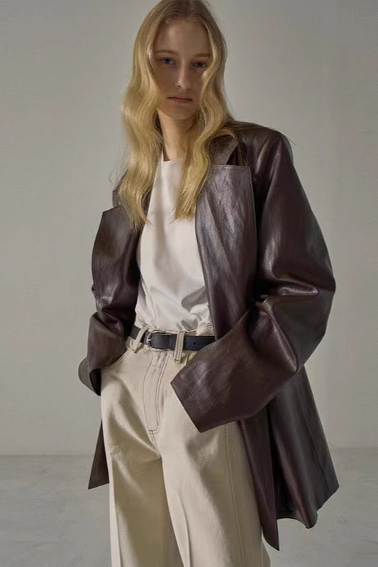 Oversized Pu Blazer Coat