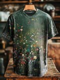Unisex Vintage Floral Art Printed Casual Round Neck Short Sleeve T-Shi