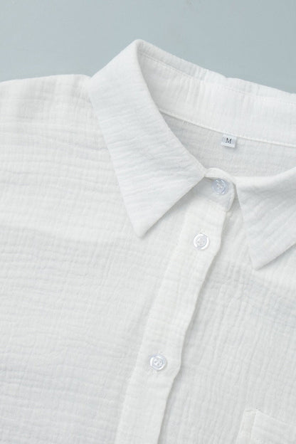 Cotton Wrinkled Shirt Pants Two Piece Set