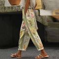 Women's Vintage Floral Art Linen Lounge Pants elevenforest