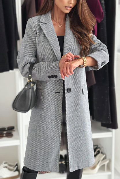 Fashionable Lapel Long Sleeve Single Breasted Loose Coat
