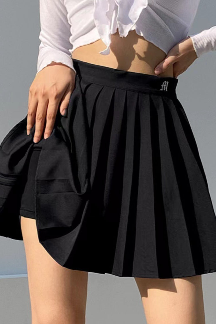 Pleated Anti-chafe High Waist Pocket Sports Skirt