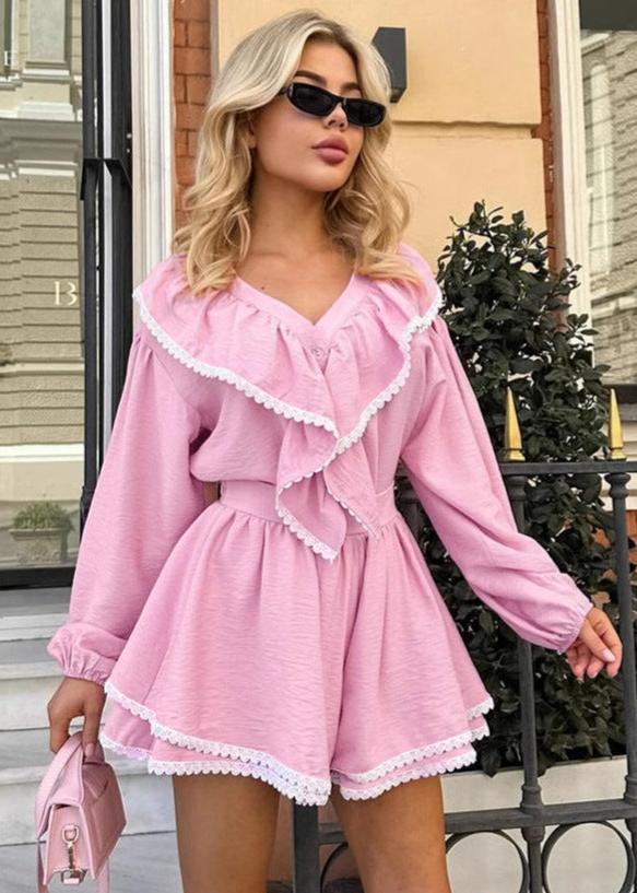 Ruffled Two-piece Set With Lantern Sleeves