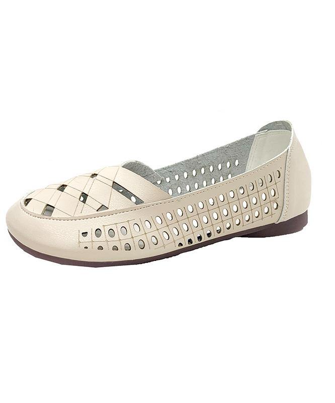Hollow Out Flats Black Faux Leather