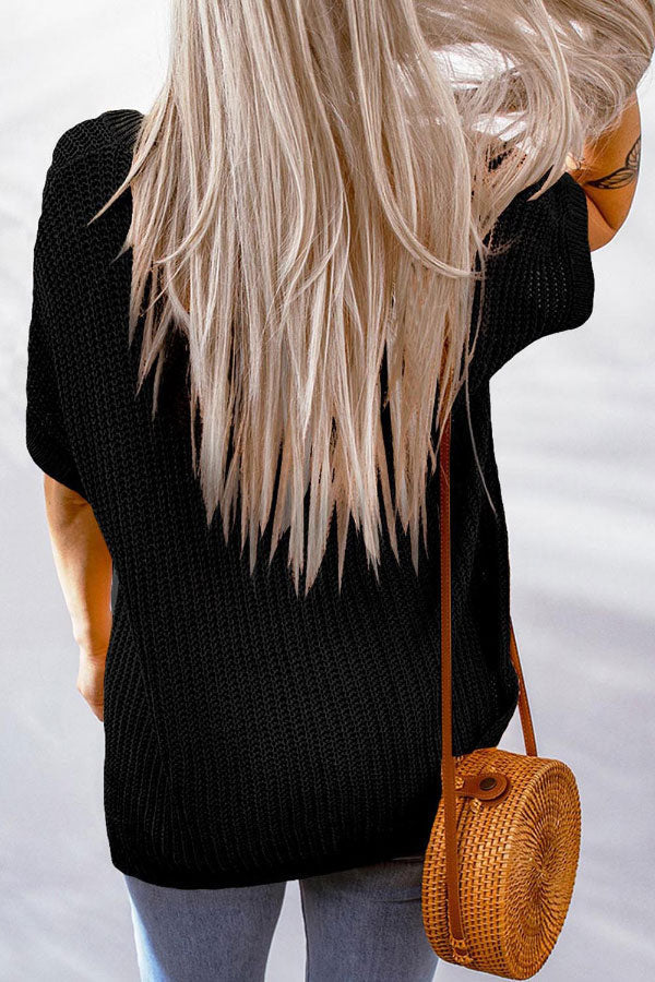 V-neck Color Knitted T-shirt