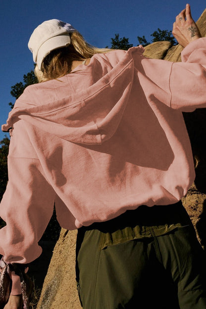 Sporty Drawcord Cropped Sweatshirt