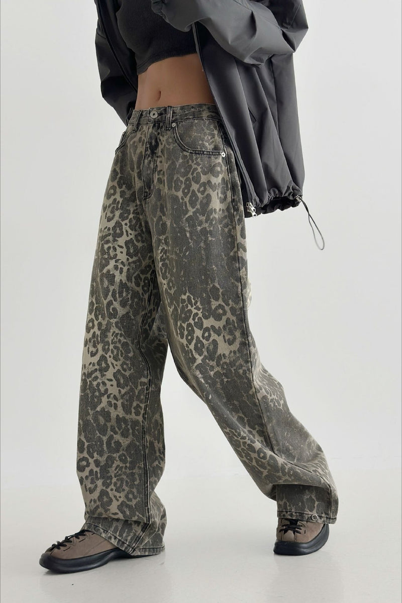 Leopard High Waist Wide Leg Pants