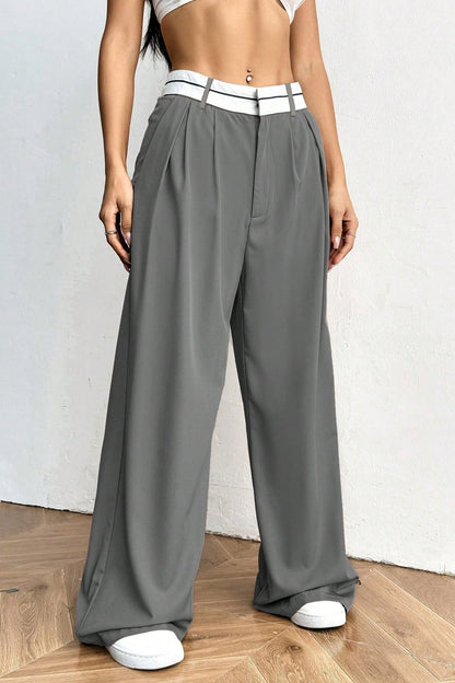 Contrast Comfort Relaxed Wide Leg Pants