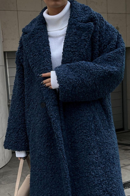 Office Lapel Plush Long Sleeve Coat