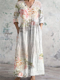 Vintage Floral Art Print Casual Blend Dress