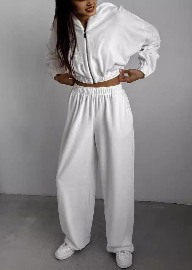 Relaxed Radiance - Zip-up Hoodie Two-piece Set