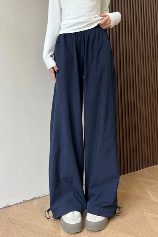 Elastic Wide-leg Sporty Pants