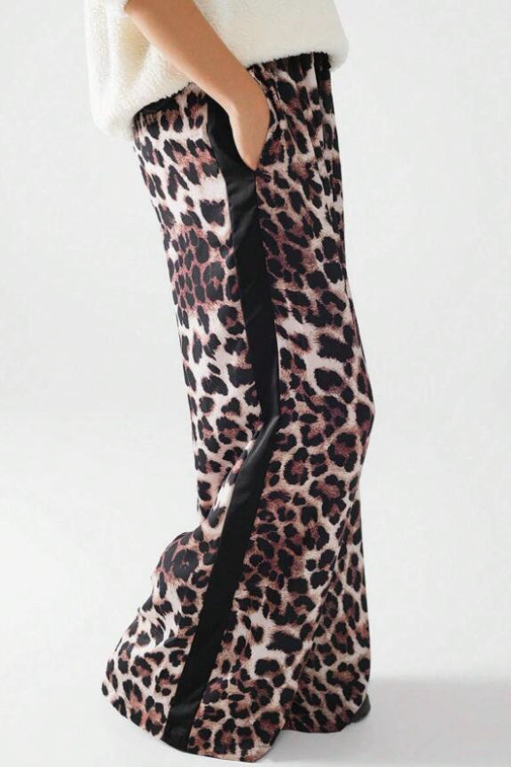 Leopard Print Relaxed Wide Leg Pants