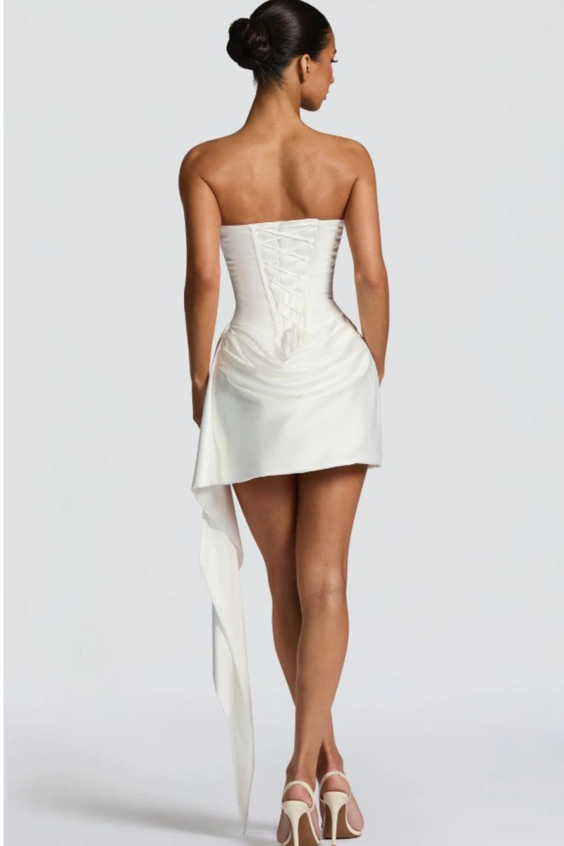 Strapless Scarf Detail Bodycon Mini Dress