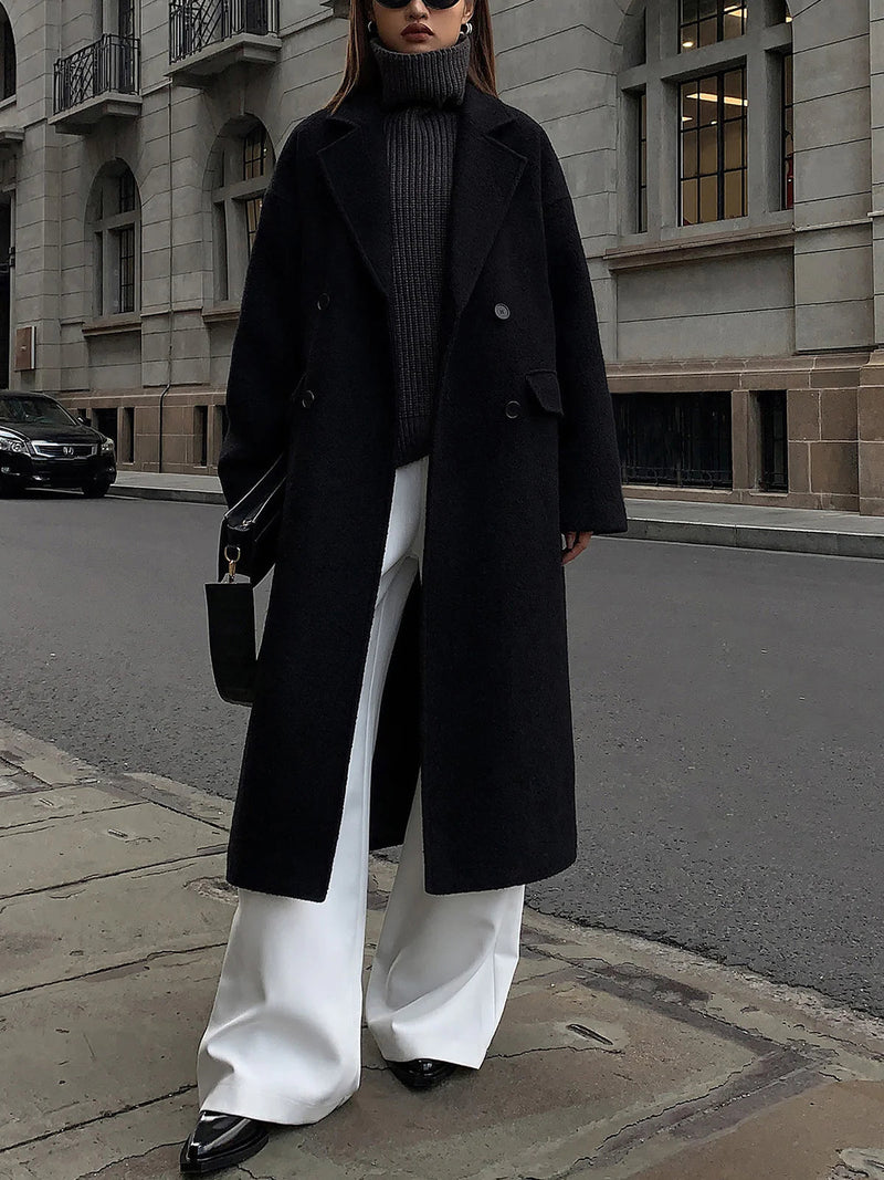Wool-blend Tweed Long Coat